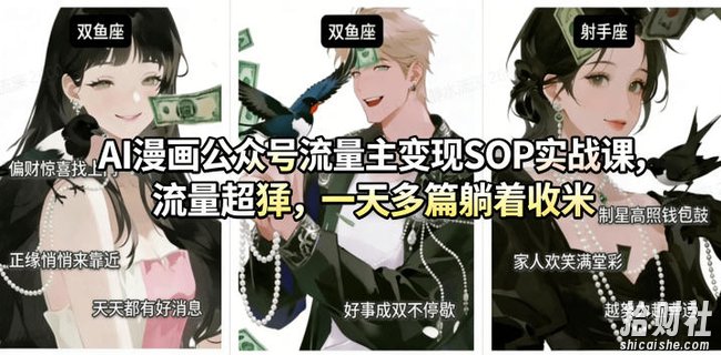 AI漫画公众号流量主变现SOP实战课,流量超猛,制作简单,一天多篇躺着收米