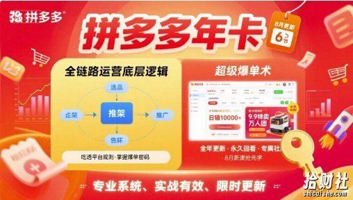 拼多多年卡,拼多多全链路运营底层逻辑,超级爆单术【更新26年3月29日】