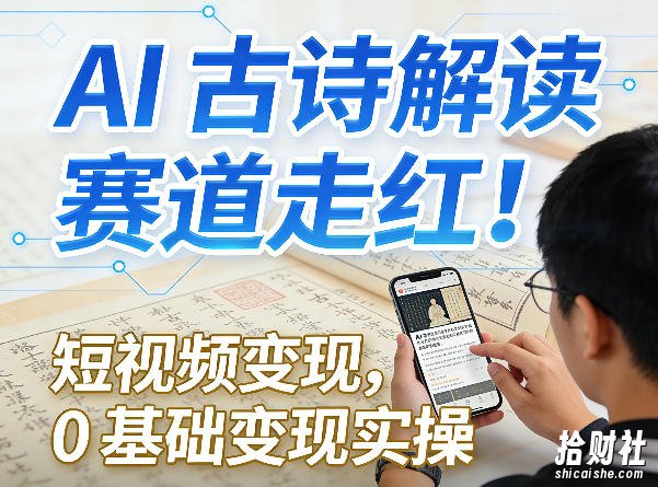 AI古诗解读赛道走红!短视频变现,0基础变现实操