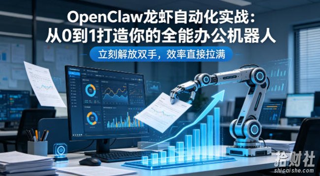 OpenClaw龙虾自动化实战：从0到1打造你的全能办公机器人，立刻解放双手，效率直接拉满