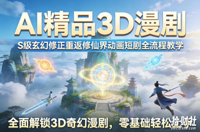 AI精品3D漫剧S级玄幻修正重返修仙界动画短剧全流程教学,全面解锁3D奇幻漫剧,零基础轻松上手