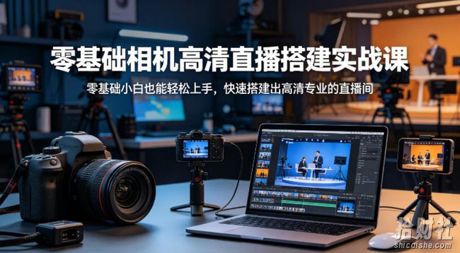 零基础相机高清直播间搭建实战课,小白也能轻松上手,快速搭建出高清专业的直播间