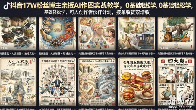抖音17W粉丝博主亲授AI作图实战教学,0基础轻松学,可入创作者伙伴计划,接单收徒双增收