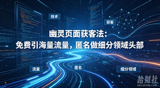 用懂技术!幽灵页面获客法:免费引海量流量,匿名做细分领域头部