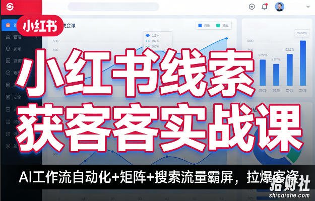 小红书线索获客实战课,AI工作流自动化+矩阵+搜索流量霸屏,拉爆客资