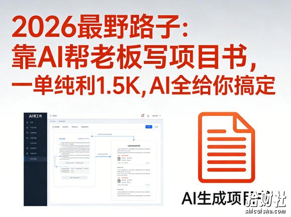 2026最野路子:靠AI帮老板写项目书,一单纯利1.5K,AI全给你搞定