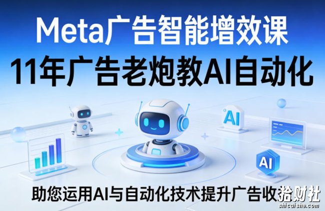 Meta广告智能增效课，11年广告老炮教AI自动化，助您运用AI与自动化技术提升广告收益