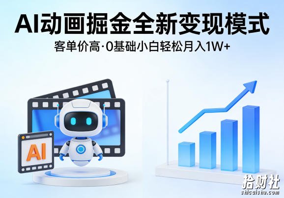 AI动画掘金全新变现模式，客单价高，0基础小白也能轻松月入1W+
