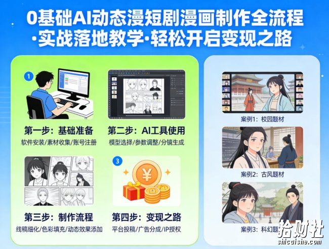 0基础AI动态漫短剧漫画制作全流程,实战落地教学,轻松开启变现之路