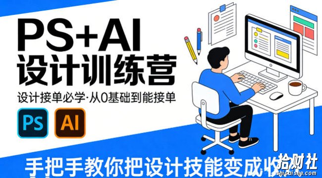 设计接单必学,PS+AI设计训练营,从0基础到能接单,手把手教你把设计技能变成收入