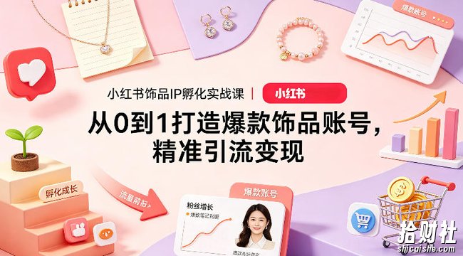 小红书饰品IP孵化实战课|从0到1打造爆款饰品账号,精准引流变现