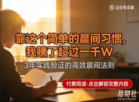 某公众号付费文章：靠这个简单的晨间习惯，我賺了超过一千W