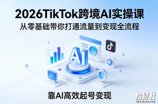 2026TikTok跨境AI实操课,从零基础带你打通流量到变现全流程,靠AI高效起号变现