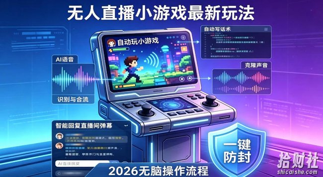2026年AI无人直播小游戏全流程,不违规不封号,开启创业副业增收之路,小白月入1w+【揭秘】