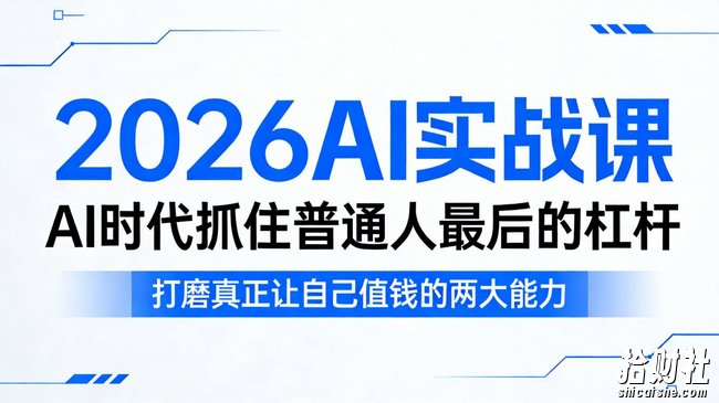 2026AI实战课,AI时代抓住普通人最后的杠杆,打磨真正让自己值钱的两大能力