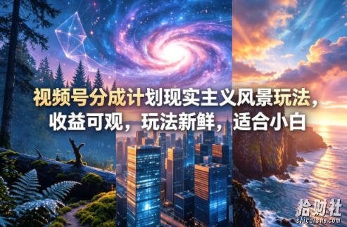 视频号分成计划现实主义风景玩法，收益可观，玩法新鲜，适合小白