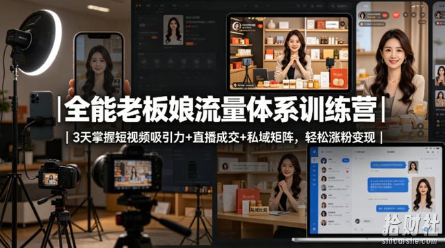全能老板娘流量体系训练营|3天掌握短视频吸引力+直播成交+私域矩阵,轻松涨粉变现
