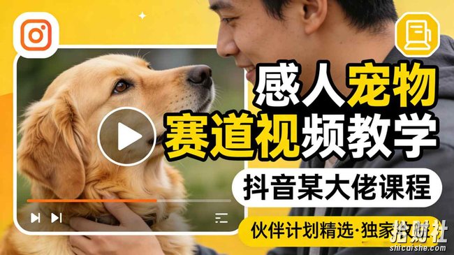 感人宠物赛道视频教学,抖音某大佬课程,可做伙伴计划精选独家收益