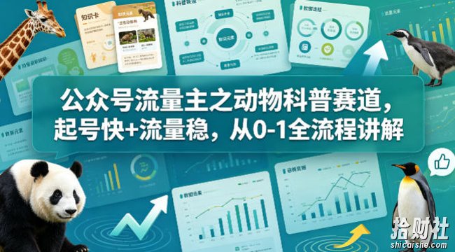 公众号流量主之动物科普赛道,起号快+流量稳,从0-1全流程讲解