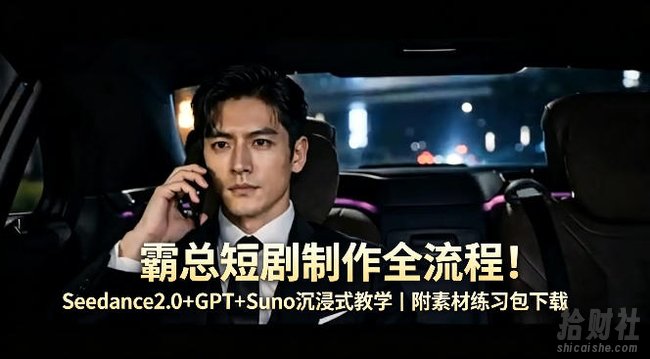 霸总短剧制作全流程!Seedance2.0+GPT+Suno沉浸式教学|附素材练习包下载