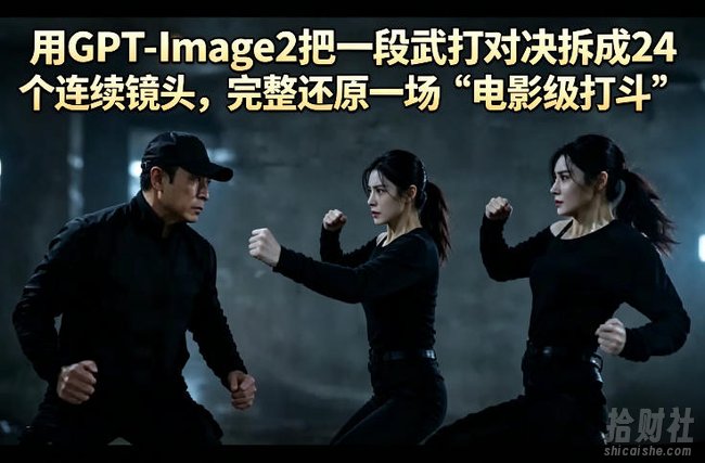 用GPT-Image2把一段武打对决拆成24个连续镜头，完整还原一场“电影级打斗”