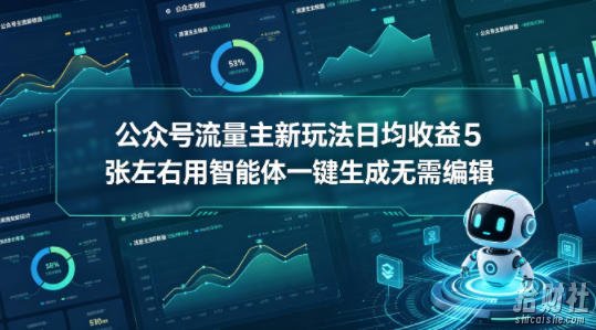 公众号流量主新玩法日均收益5张左右用智能体一键生成无需编辑