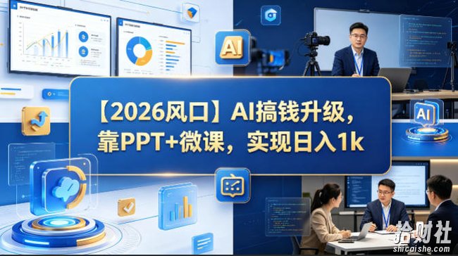 【2026风口】AI搞钱升级,靠PPT+微课,实现日入1k