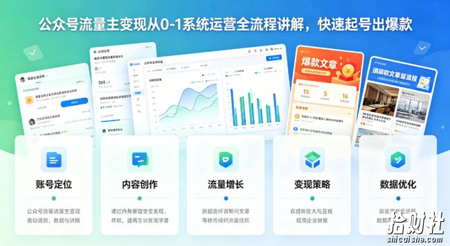 公众号流量主变现从0-1系统运营全流程讲解,快速起号出爆款