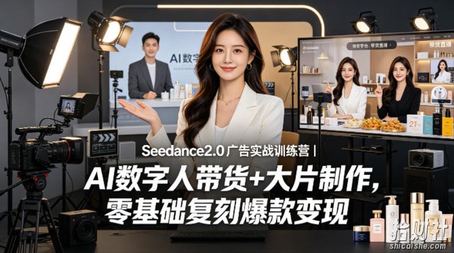 Seedance2.0广告实战训练营|AI数字人带货+大片制作,零基础复刻爆款变现