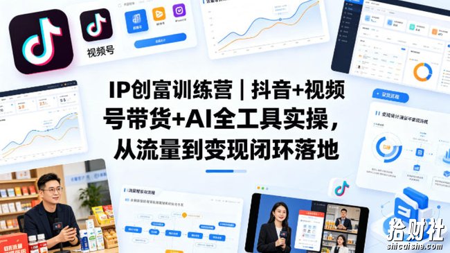 IP创富训练营|抖音+视频号带货+AI全工具实操,从流量到变现闭环落地