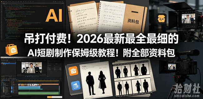 吊打付费!2026最新最全最细的AI短剧制作保姆级教程!附全部资料包