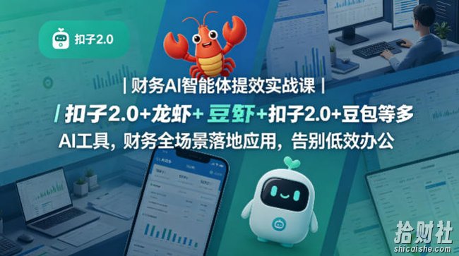 财务AI智能体提效实战课|扣子2.0+龙虾+豆包等多AI工具,财务全场景落地应用,告别低效办公