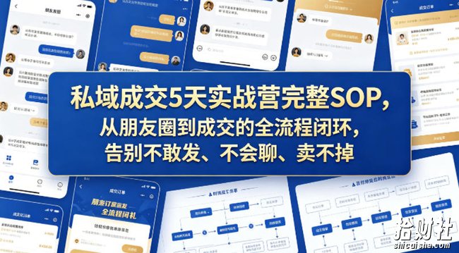 私域成交5天实战营完整SOP,从朋友圈到成交的全流程闭环,告别不敢发、不会聊、卖不掉