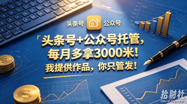 头条号+公众号托管,每月多拿3000米!我提供作品,你只管发!【揭秘】