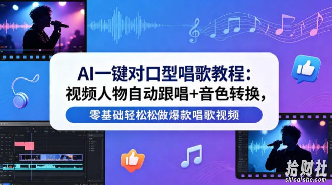 AI一键对口型唱歌教程:视频人物自动跟唱+音色转换,零基础轻松做爆款唱歌视频