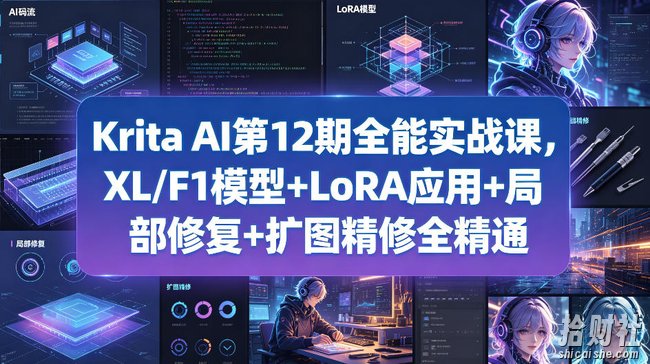 Krita AI第12期全能实战课,XL/F1模型+LoRA应用+局部修复+扩图精修全精通