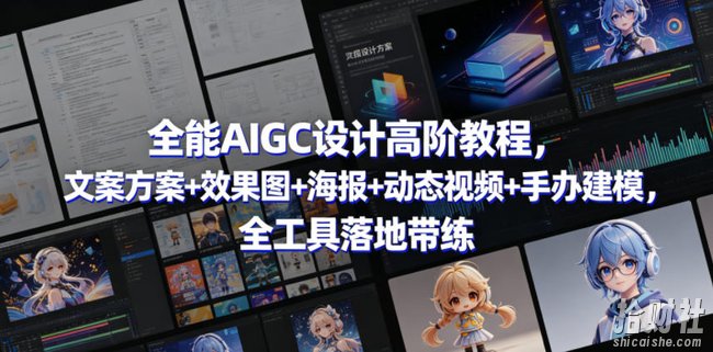 全能AIGC设计高阶教程,文案方案+效果图+海报+动态视频+手办建模,全工具落地带练