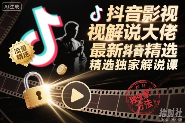抖音影视解说大佬最新抖音进精选和独家方法,精选独家解说课(更新26年3月)