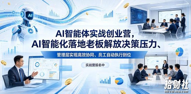 AI智能体实战创业营26年4月23-25号线下课,AI智能化落地老板解放决策压力、管理层实现高效协同、员工自动执行到位