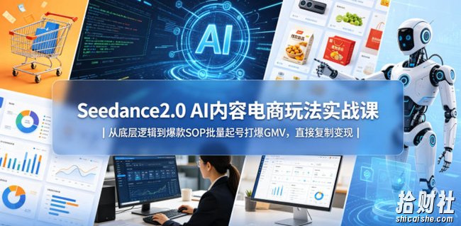 Seedance2.0 AI内容电商玩法实战课|从底层逻辑到爆款SOP批量起号打爆GMV,直接复制变现