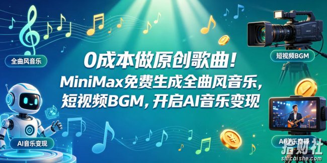 0成本做原创歌曲!MiniMax免费生成全曲风音乐,短视频BGM,开启AI音乐变现