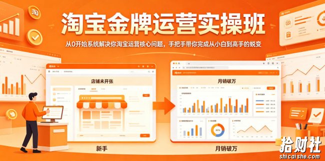 淘宝金牌运营实操班,从0开始系统解决你淘宝运营核心问题,手把手带你完成从小白到高手的蜕变