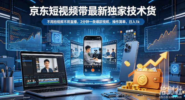 京东短视频带货最新独家技术,不用拍视频不用直播,2分钟一条爆款视频,操作简单,日入1k+【揭秘】