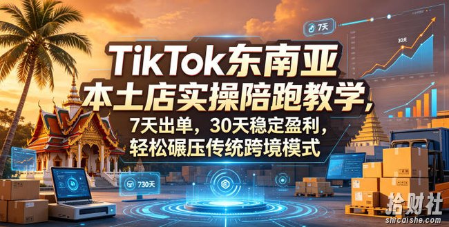 TikTok东南亚本土店实操陪跑教学,7天出单,30天稳定盈利,轻松碾压传统跨境模式(更新0516)