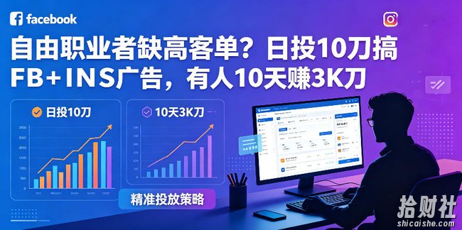自由职业者缺高客单?日投10刀搞FB+INS广告,有人10天赚3K刀!【原创双语字幕】