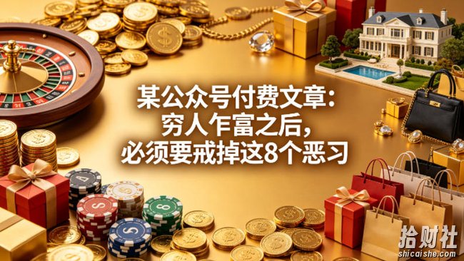 某公众号付费文章：穷人乍富之后，必须要戒掉这8个恶习