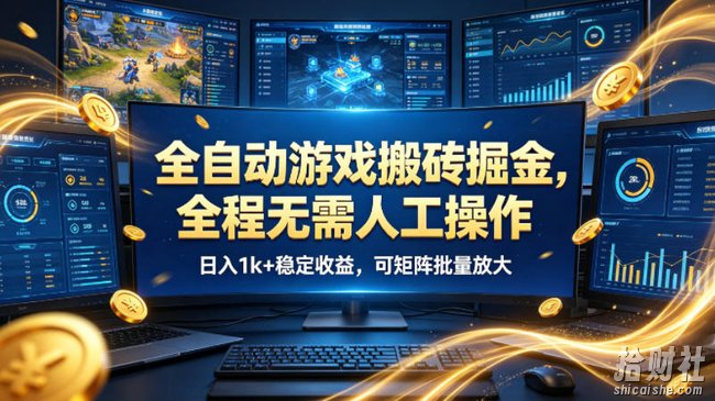 全自动游戏搬砖掘金，全程无需人工操作，日入1k+稳定收益，可矩阵批量放大【揭秘】