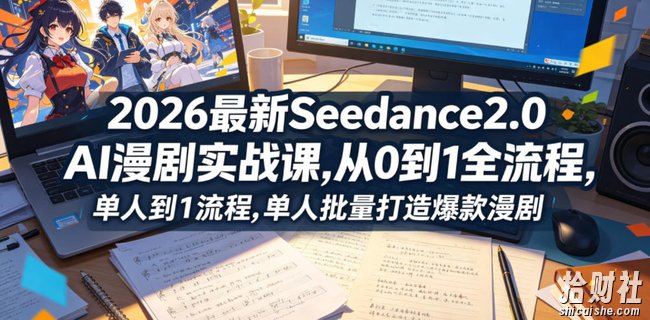 2026最新Seedance2.0 AI漫剧实战课,,从0到1全流程,单人批量打造爆款漫剧