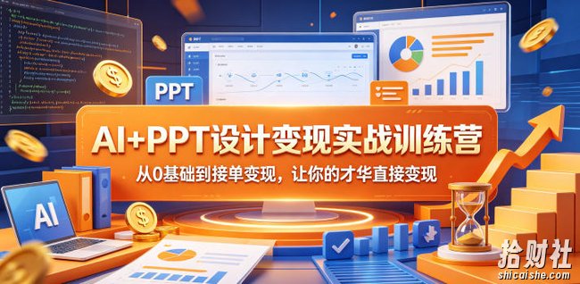AI+PPT设计变现实战训练营,从0基础到接单变现,让你的才华直接变现