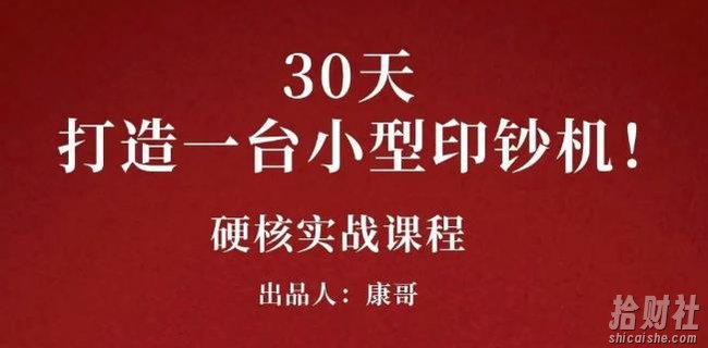康哥30天打造一台小型印钞机:躺赚30万的项目完整复盘(视频教程)
